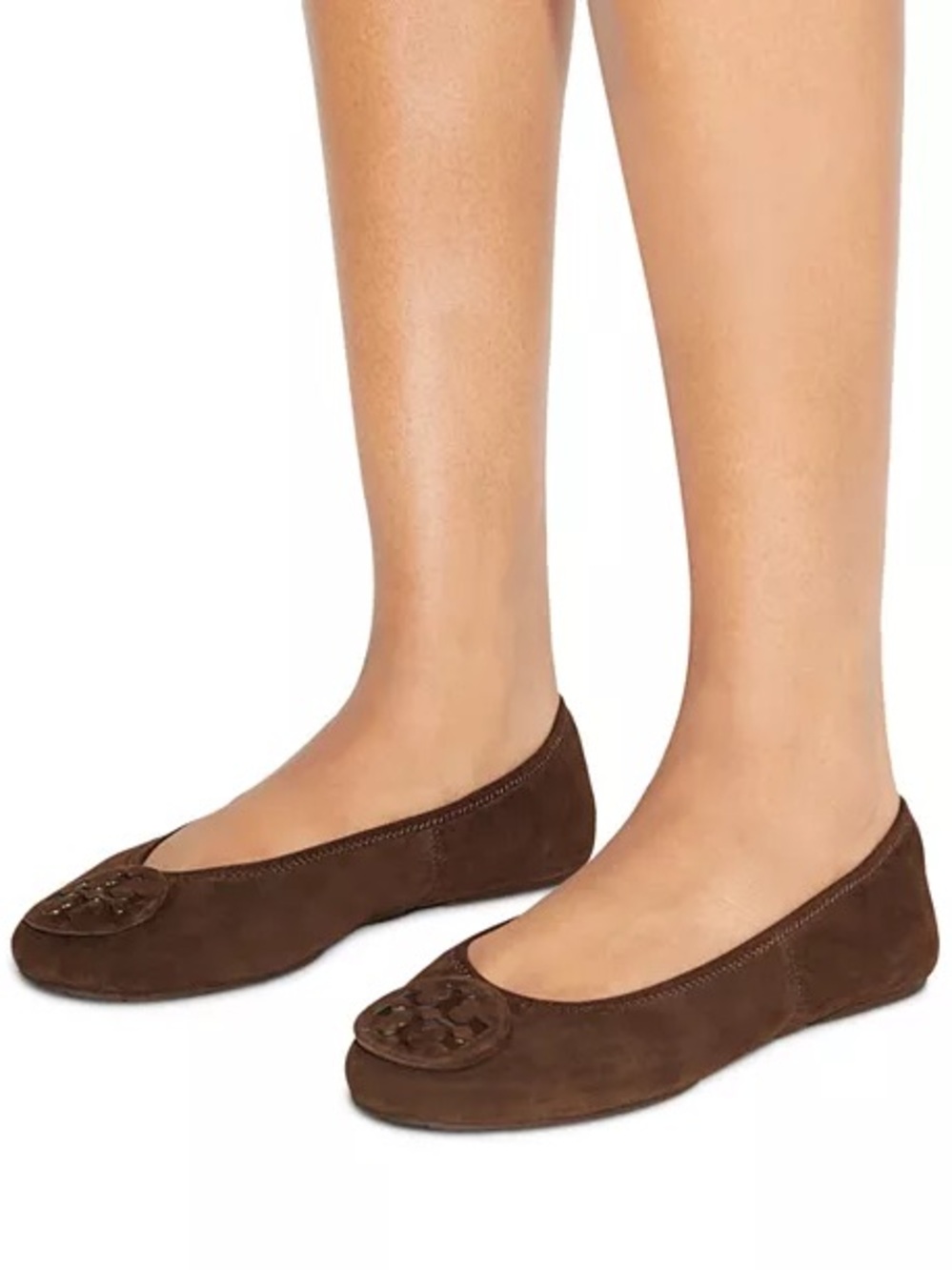 Tory Burch Reva Travel Suede Ballet Flat in Dark Cocoa - size 6.5 - NWOB - Picture 2 of 11